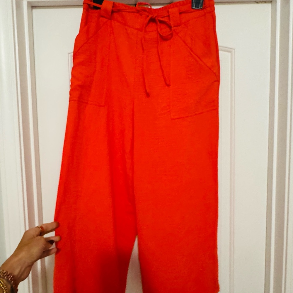 Bright Orange Wide-Leg Pants